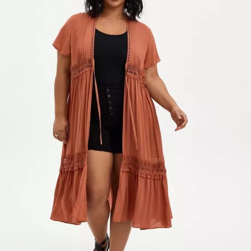 NWT Torrid Terracotta Duster Length Kimono‎ Size 4